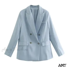 Amy Fashion - Double Breasted Blazer Coat