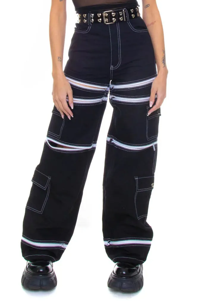 Black 5-in-1 Convertible Zip-Off Cargo Pants