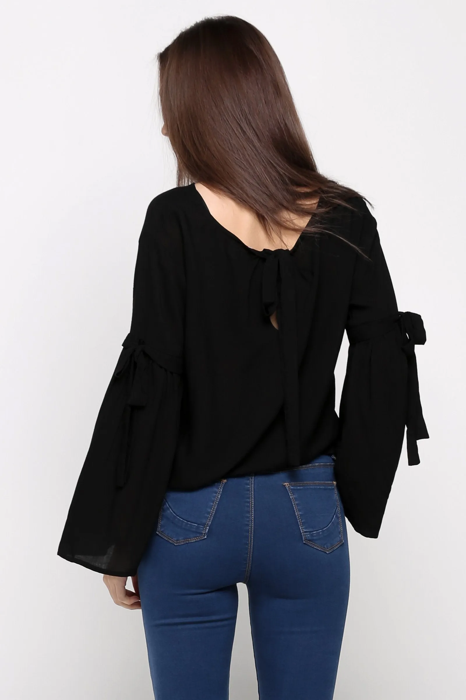 Blouse with Bell Sleeve Detail