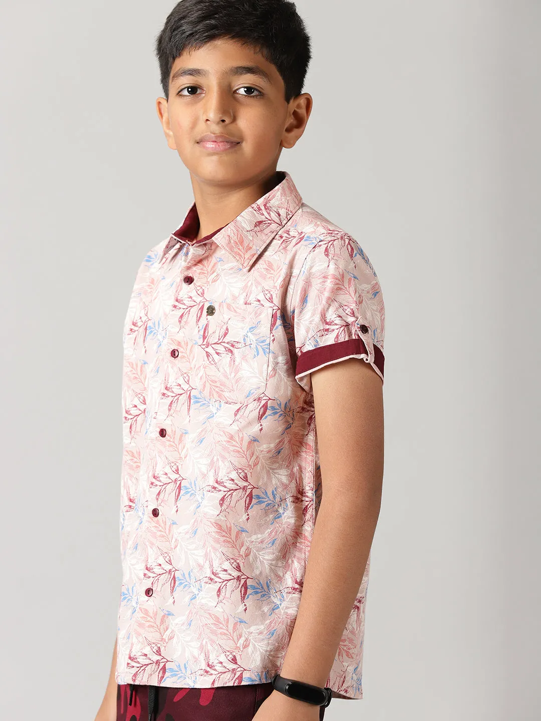 Boys Half Sleeve Printed Shirts & Rollup Shorts Set