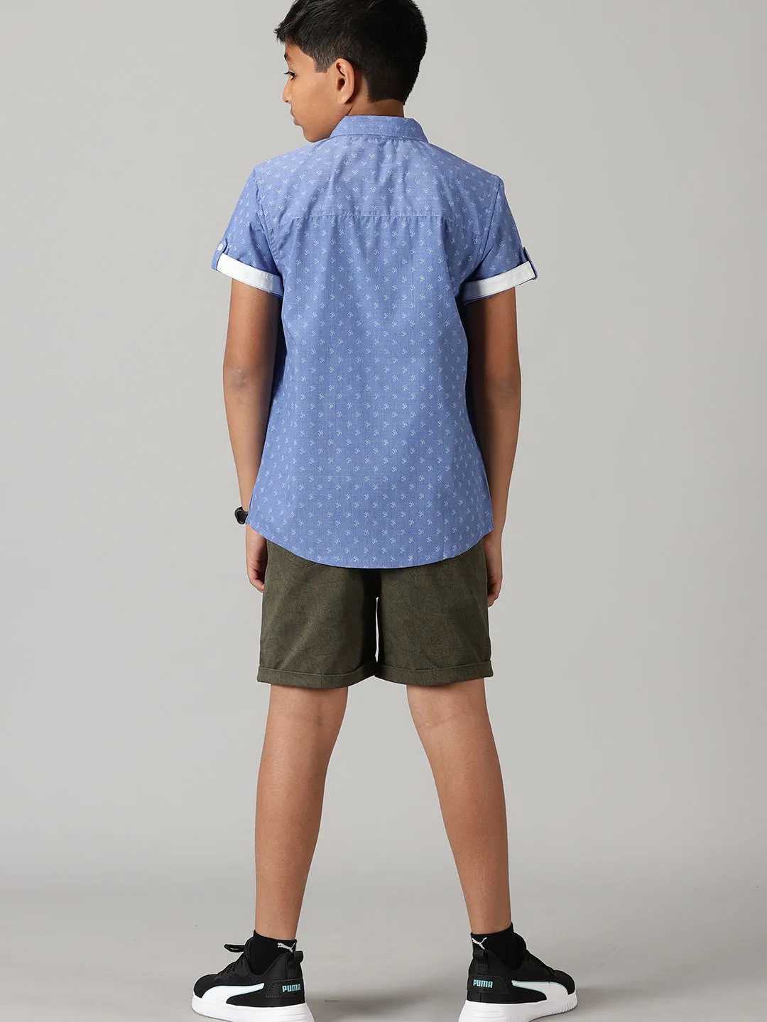 Boys Half Sleeve Printed Shirts & Rollup Shorts Set