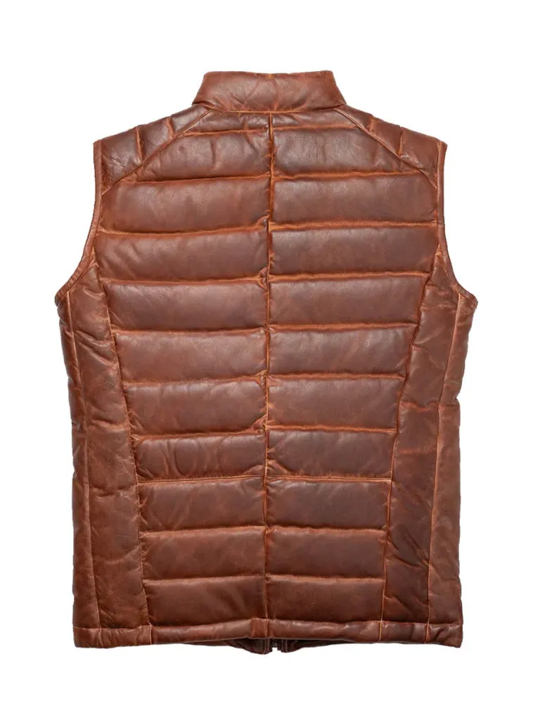 Brown Down Leather Vest