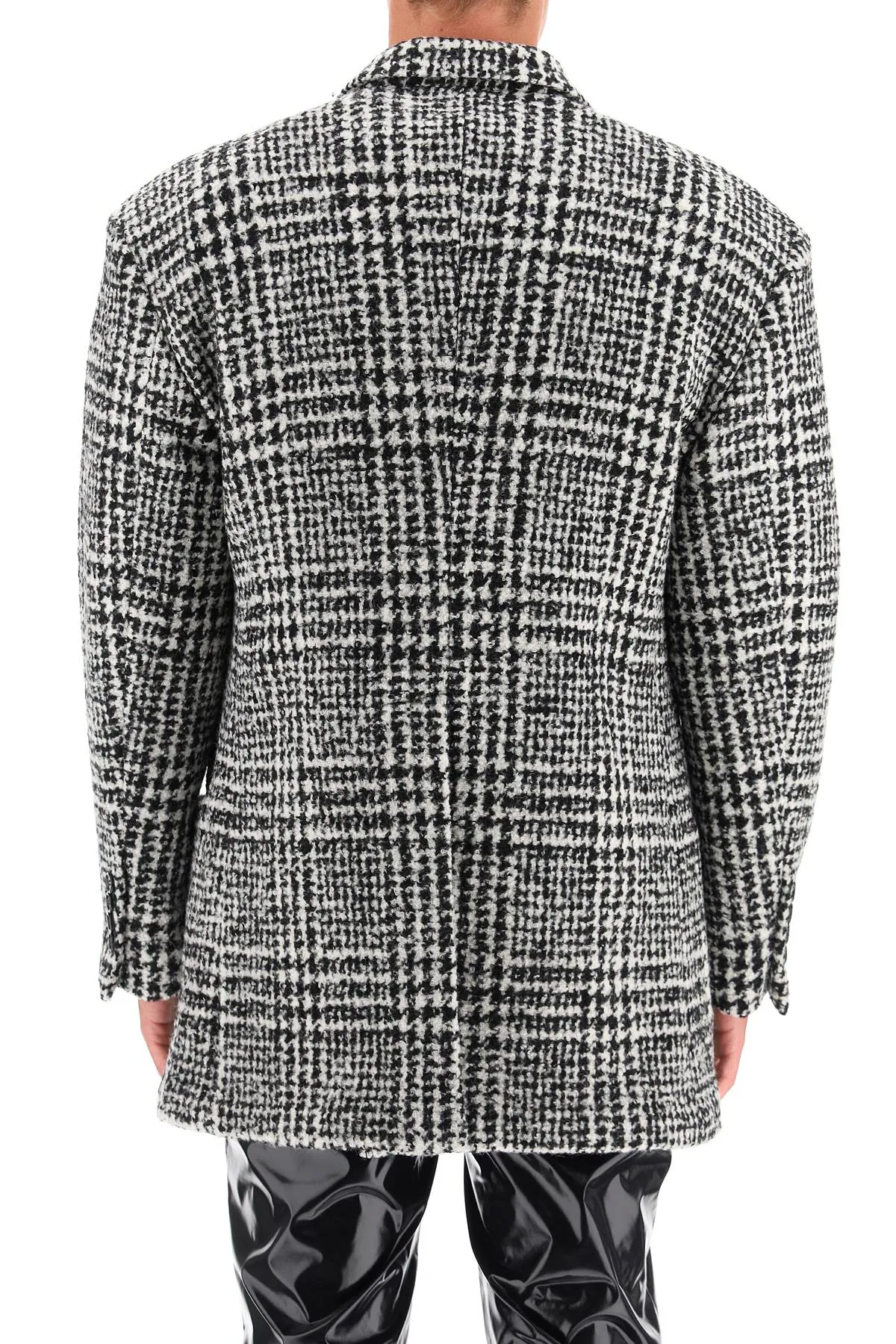 checkered double-breasted wool jacket