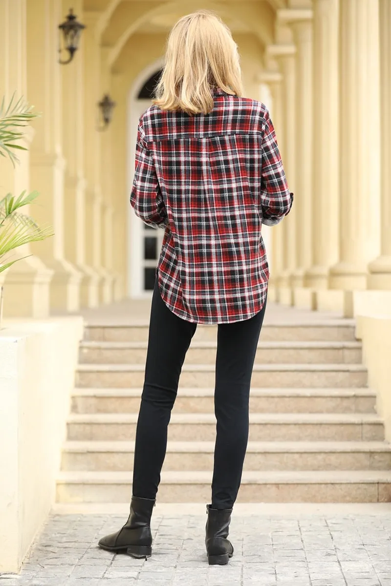 Checkered Shirt with Roll-Up Sleeve