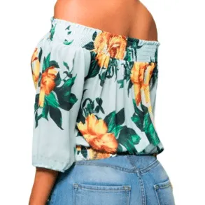 CHIFFON OFF-SHOULDER FLORAL TOP