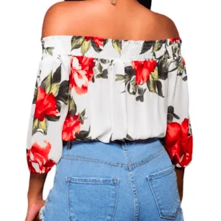 CHIFFON OFF-SHOULDER FLORAL TOP