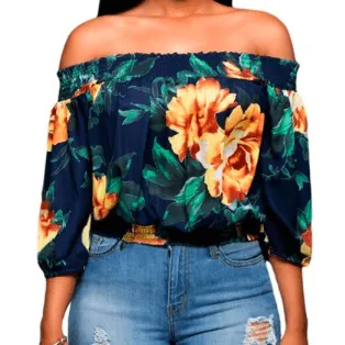 CHIFFON OFF-SHOULDER FLORAL TOP