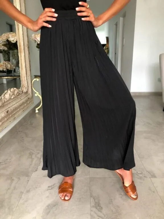 Chiffon Pleated Wide Leg Pants