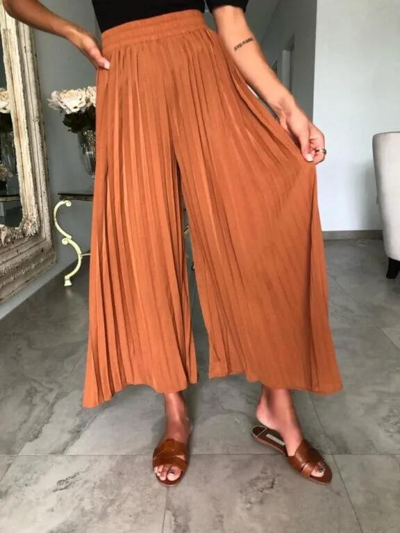 Chiffon Pleated Wide Leg Pants