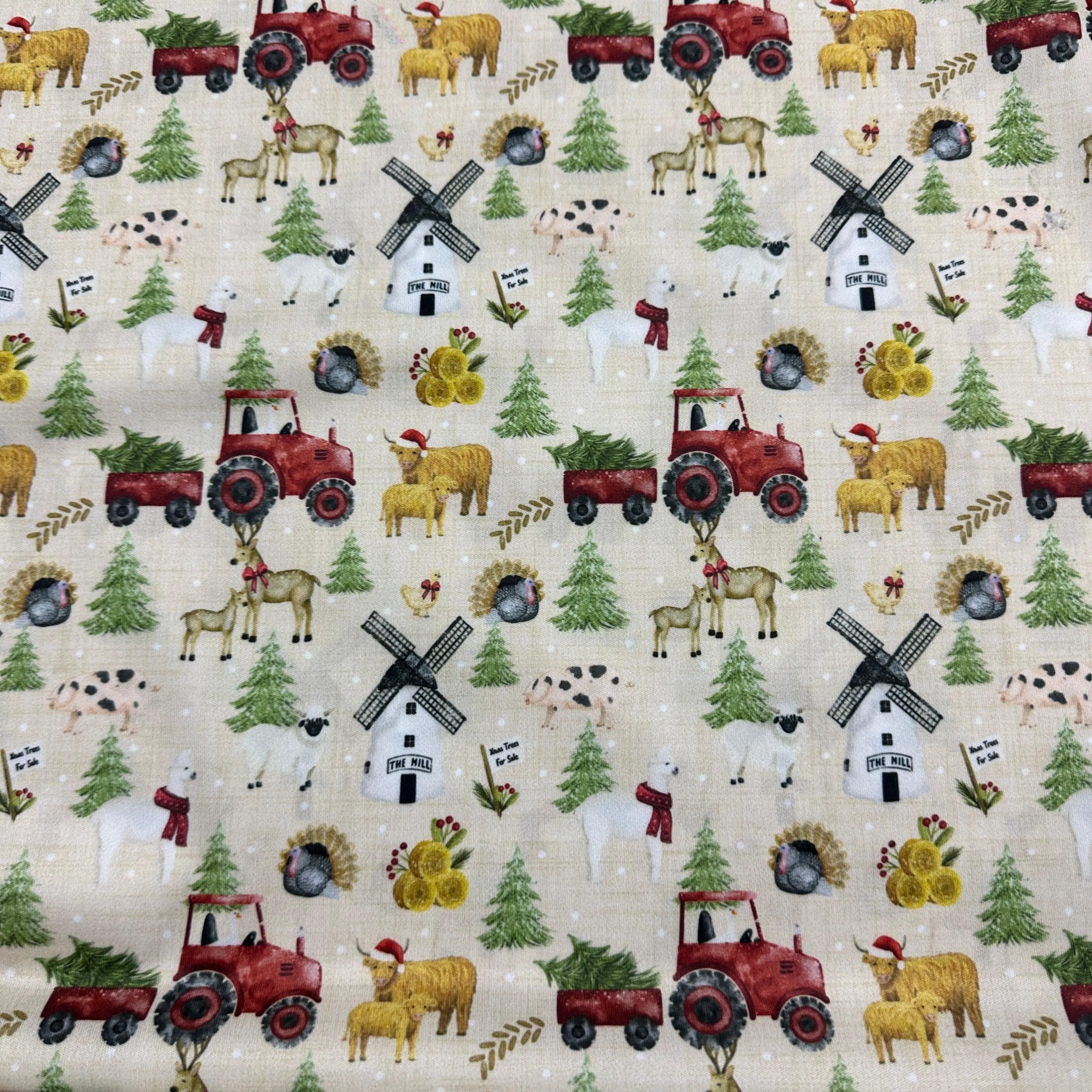 Christmas Farm 1 mil PUL Fabric - Made in the USA