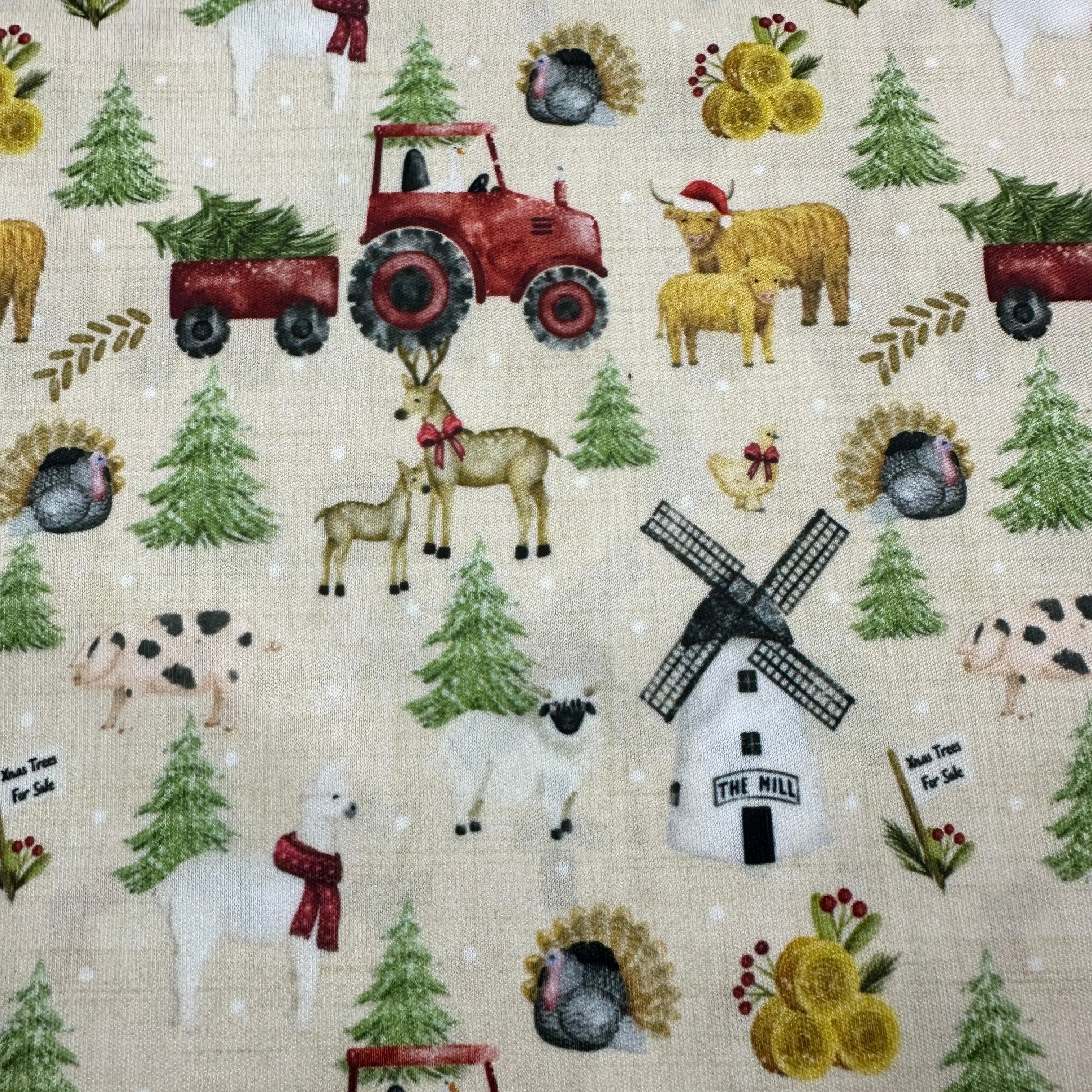 Christmas Farm 1 mil PUL Fabric - Made in the USA