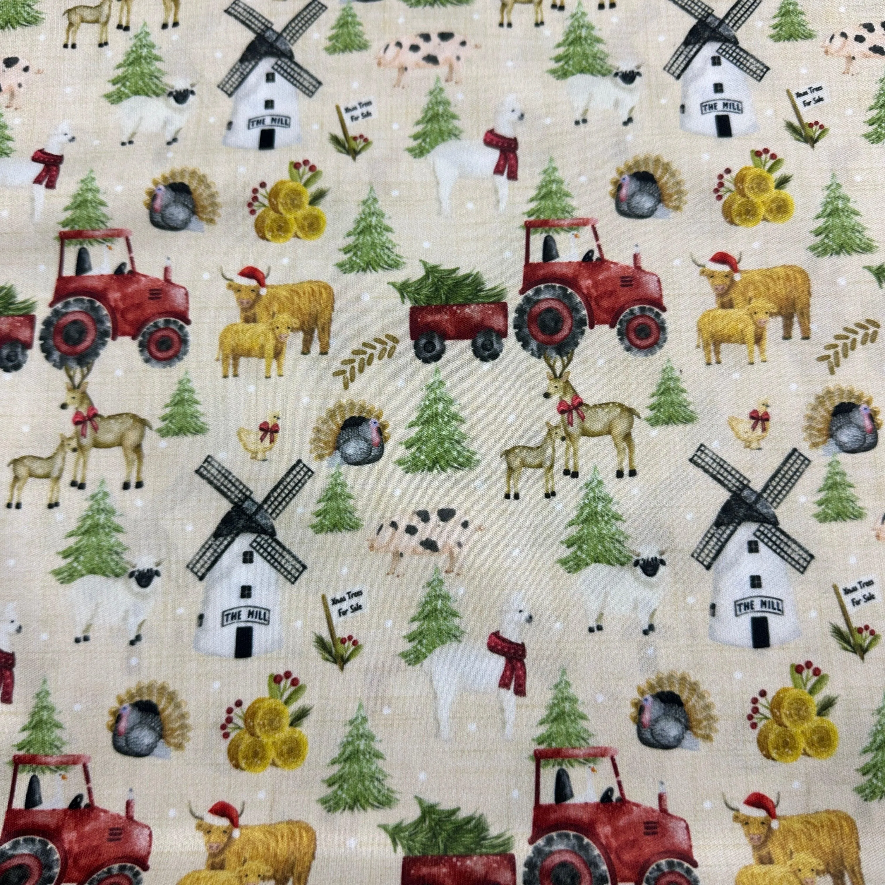 Christmas Farm 1 mil PUL Fabric - Made in the USA