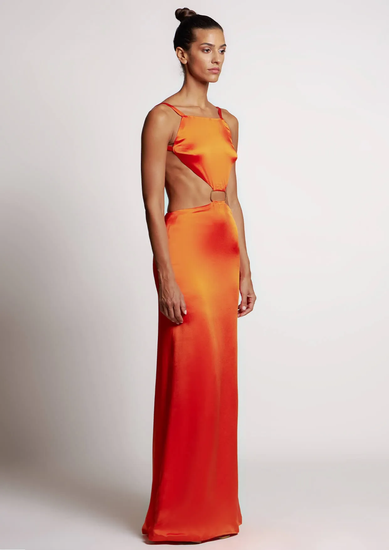 Coralee Cut-Out Crepe Satin Maxi Dress