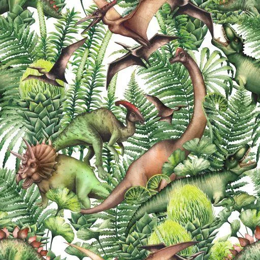 Dinosaurs in the Jungle 1 mil PUL Fabric - Made in the USA