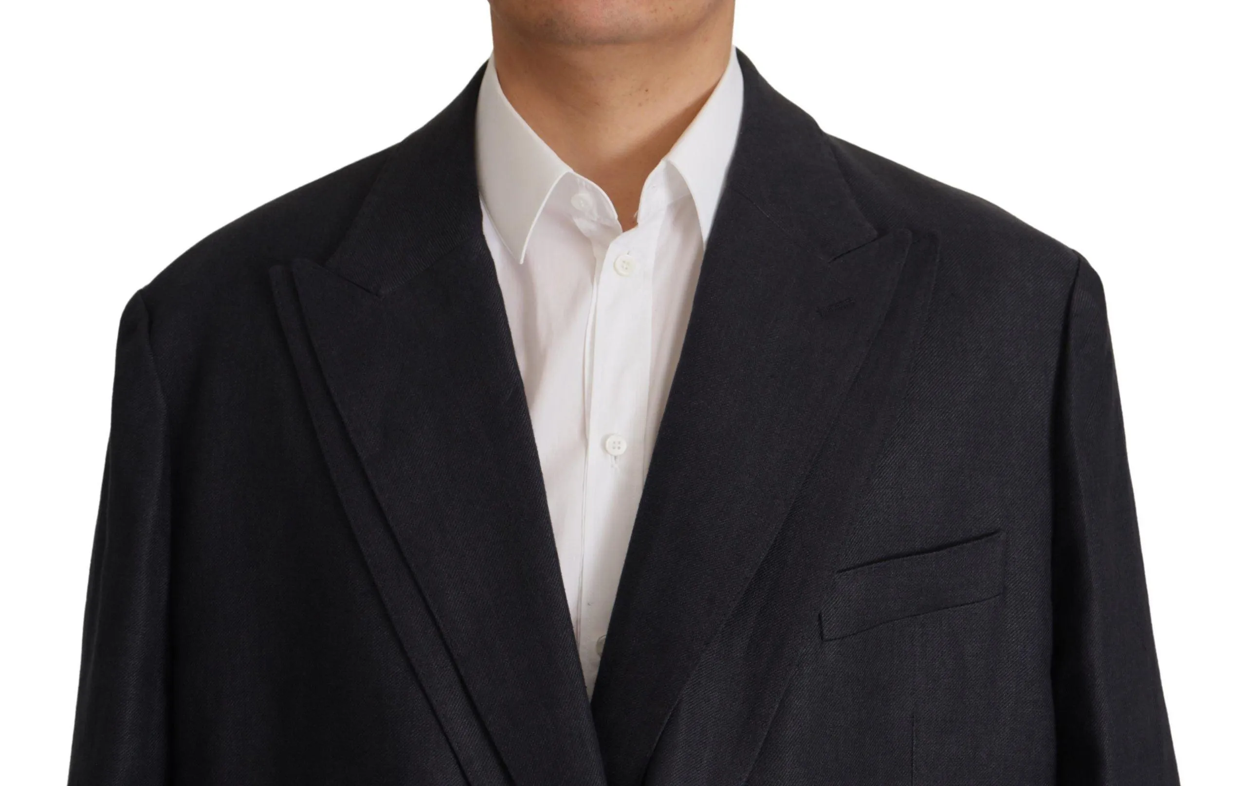 Dolce & Gabbana Blue Linen Formal Mens Blazer Jacket