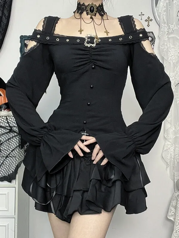 Elegant goth off-shoulder top