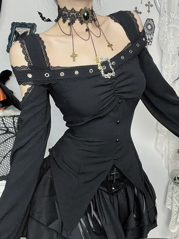 Elegant goth off-shoulder top