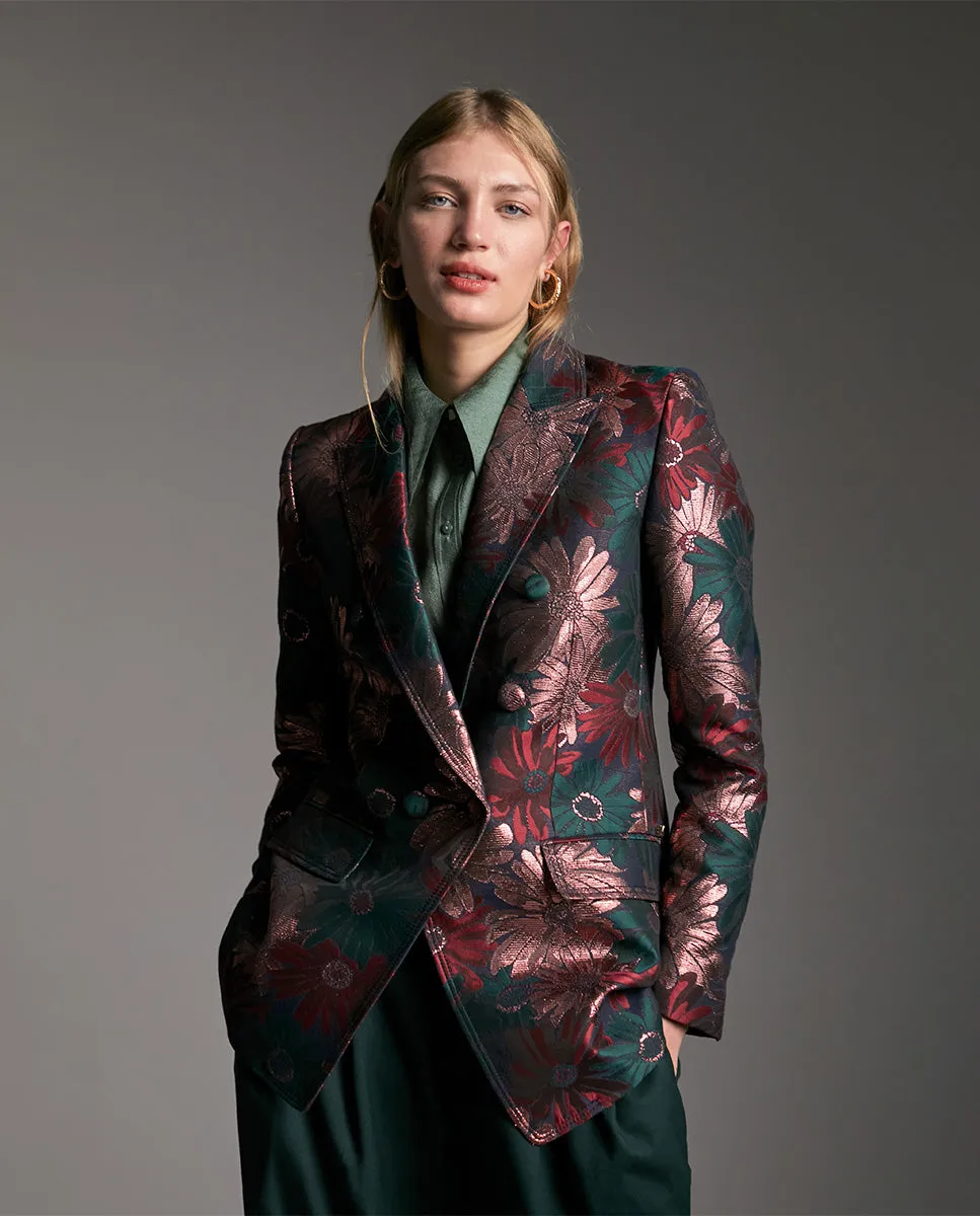 Floral jacquard blazer