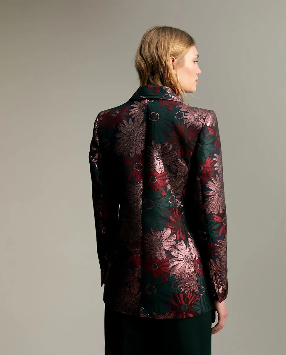 Floral jacquard blazer