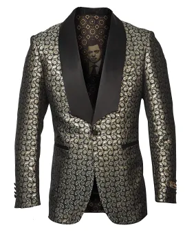 Gold Paisley Pattern Shawl Collar Sports Coat Slim Fit