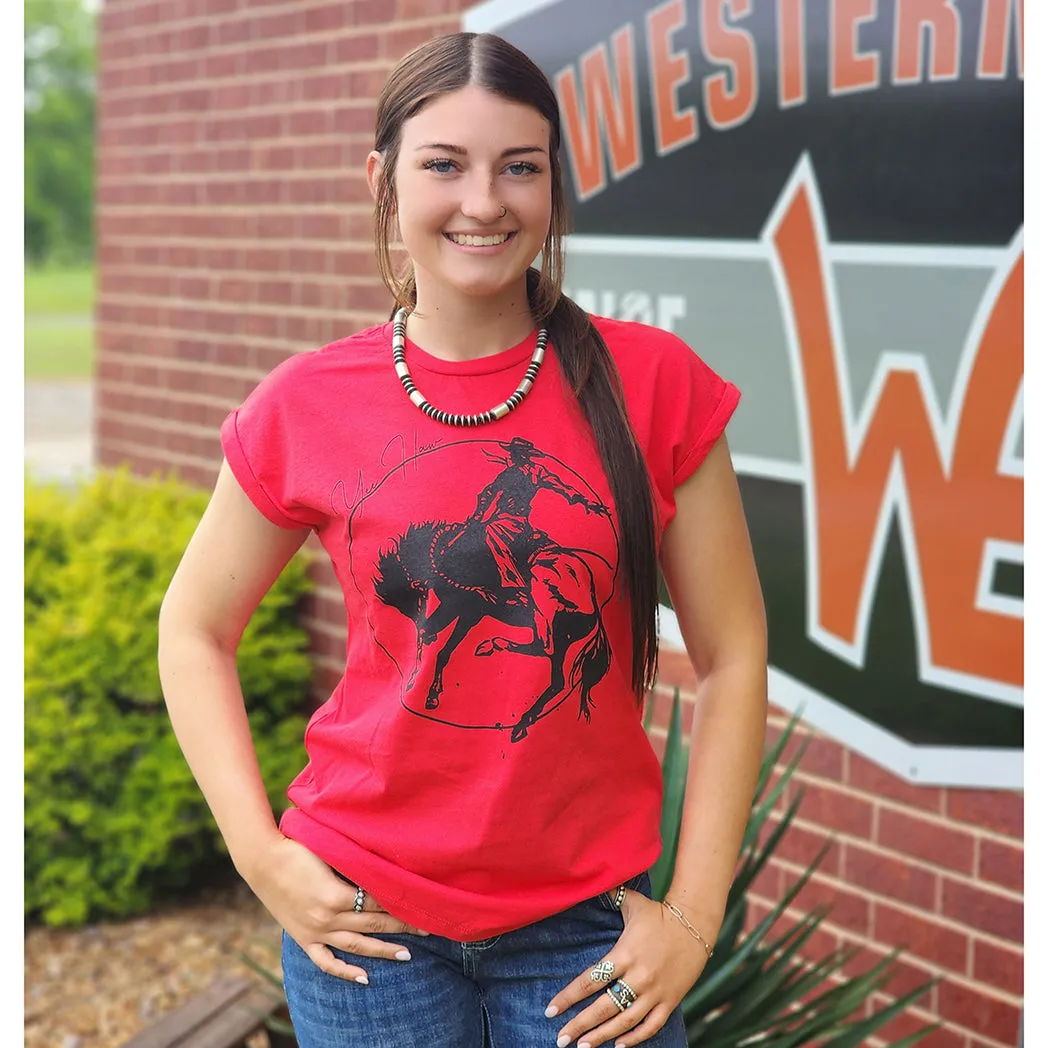 Hones Women's Yee-Haw Red Rodeo Tee