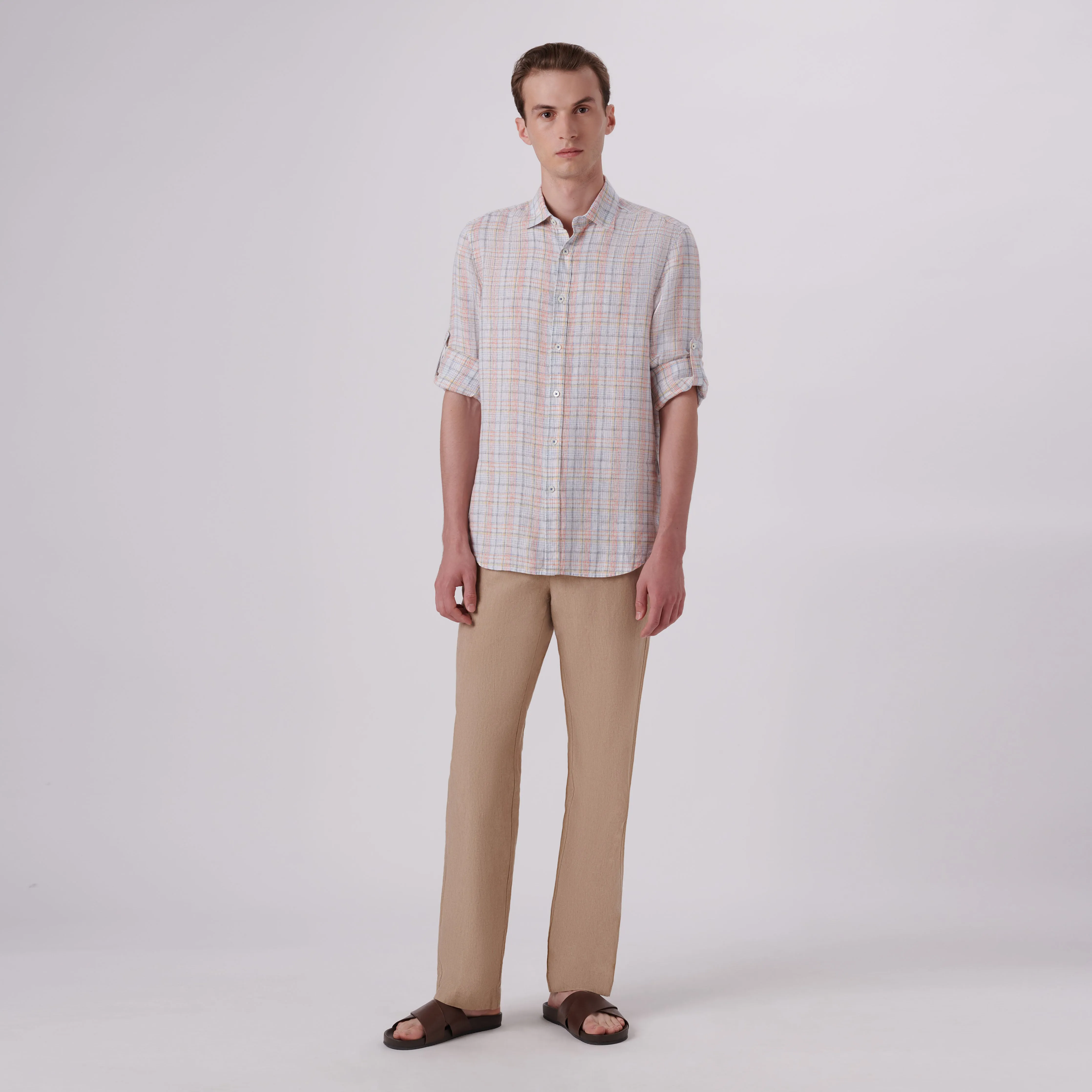 Julian Multi Check Linen Shirt