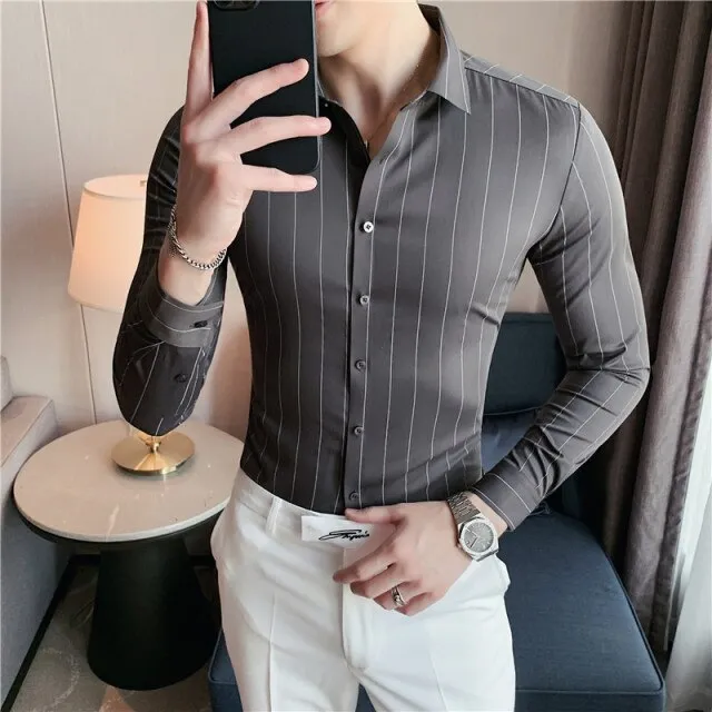 Long Sleeve Striped Slim Fit Shirts