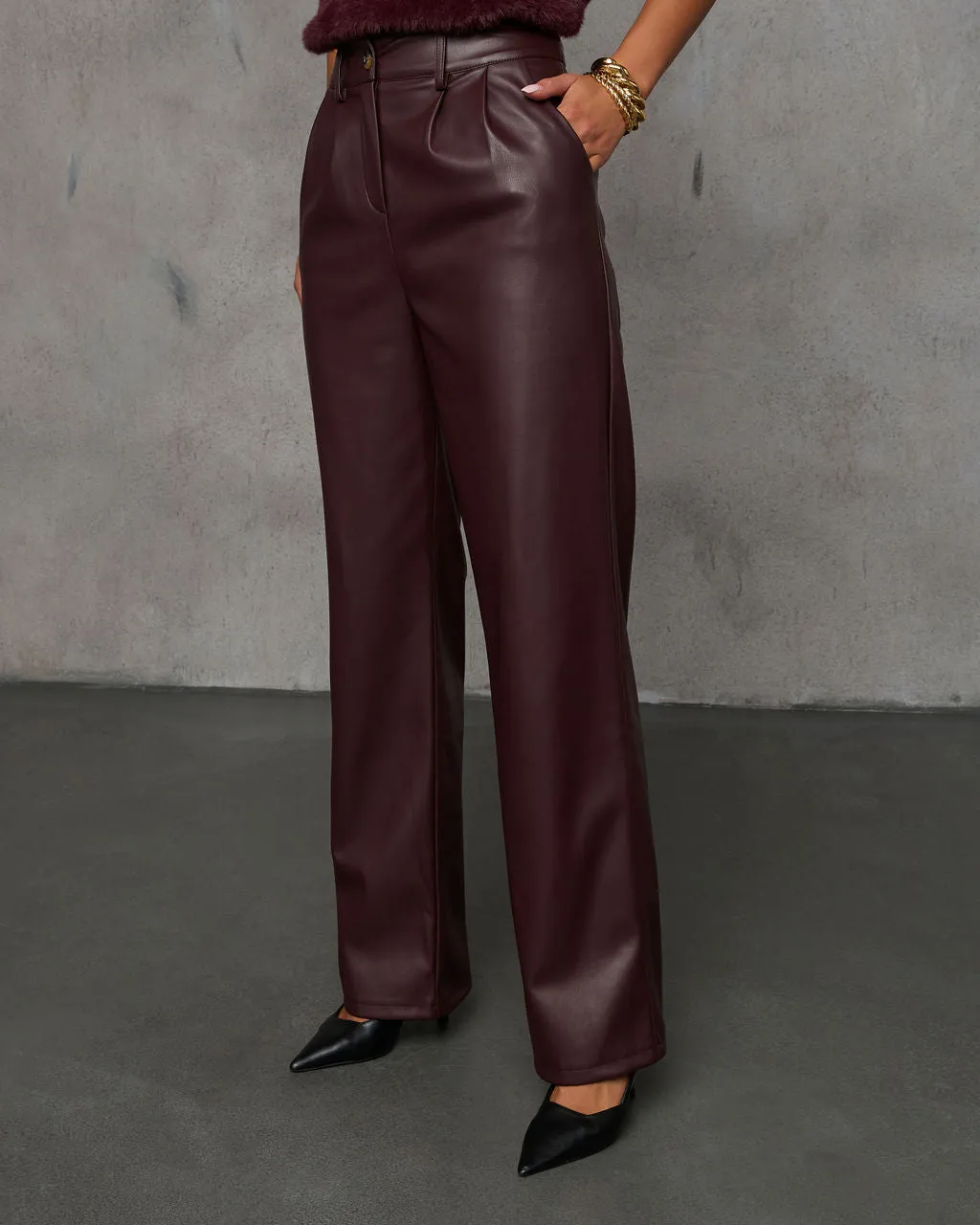 Look This Way Pleated Leather Pants