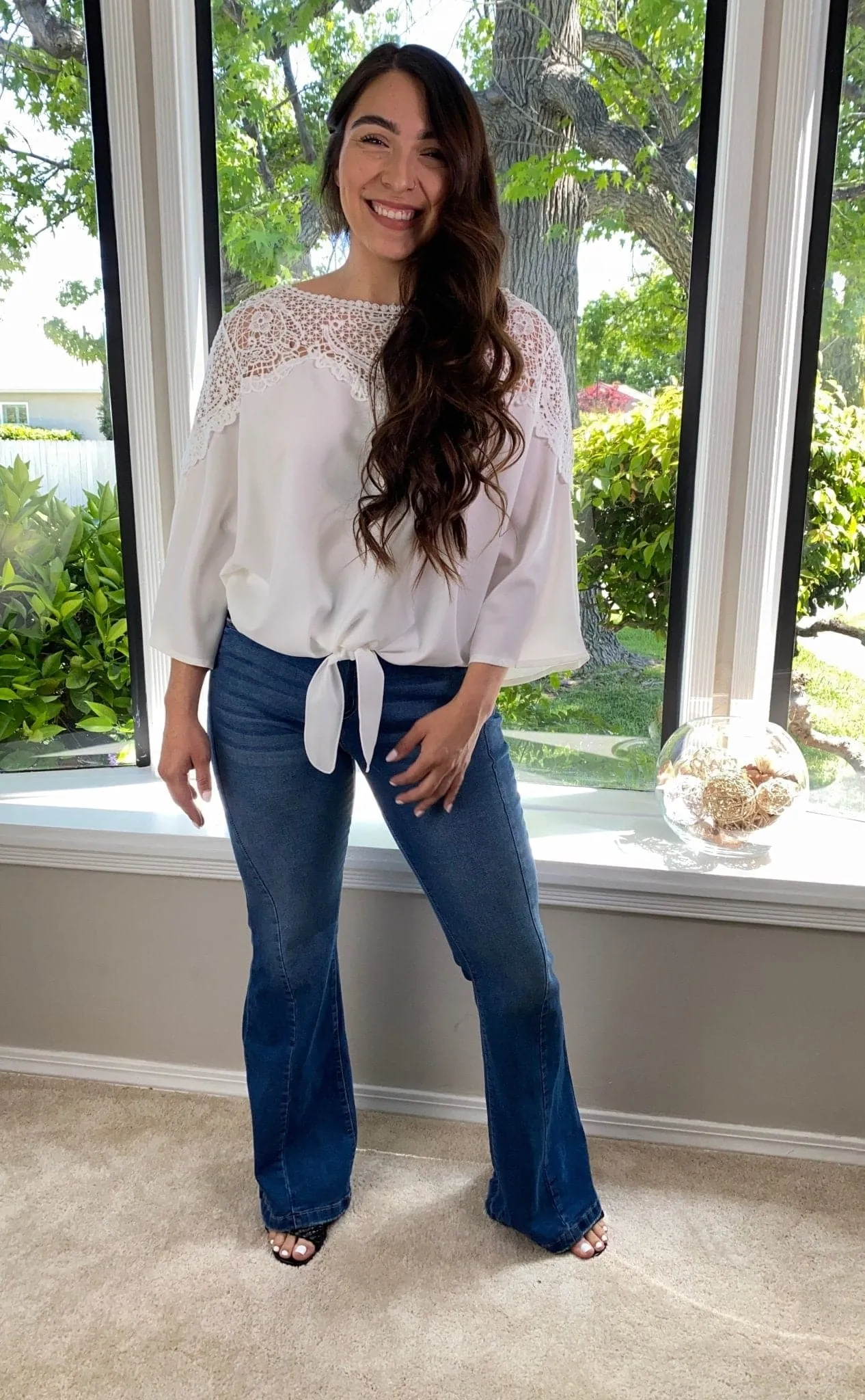 Lovely in Lace Bell Sleeve Blouse - White