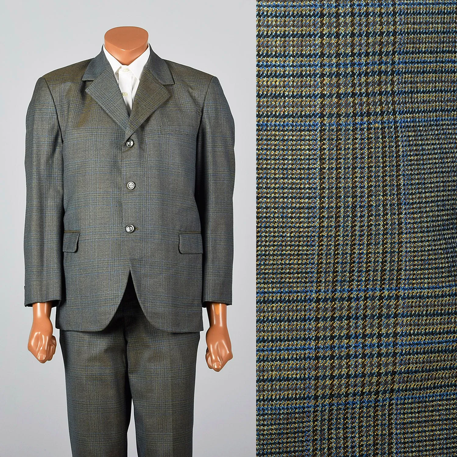 Medium 1960s Green Plaid Suit