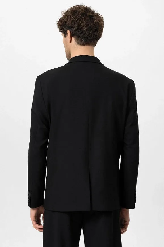 Men's Black Single-Button Double-Breasted Blazer