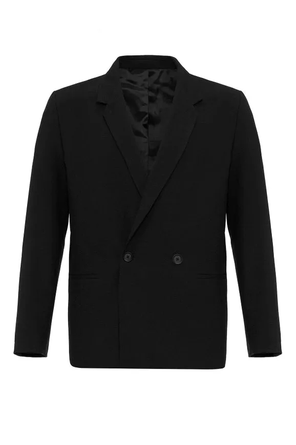 Men's Black Single-Button Double-Breasted Blazer