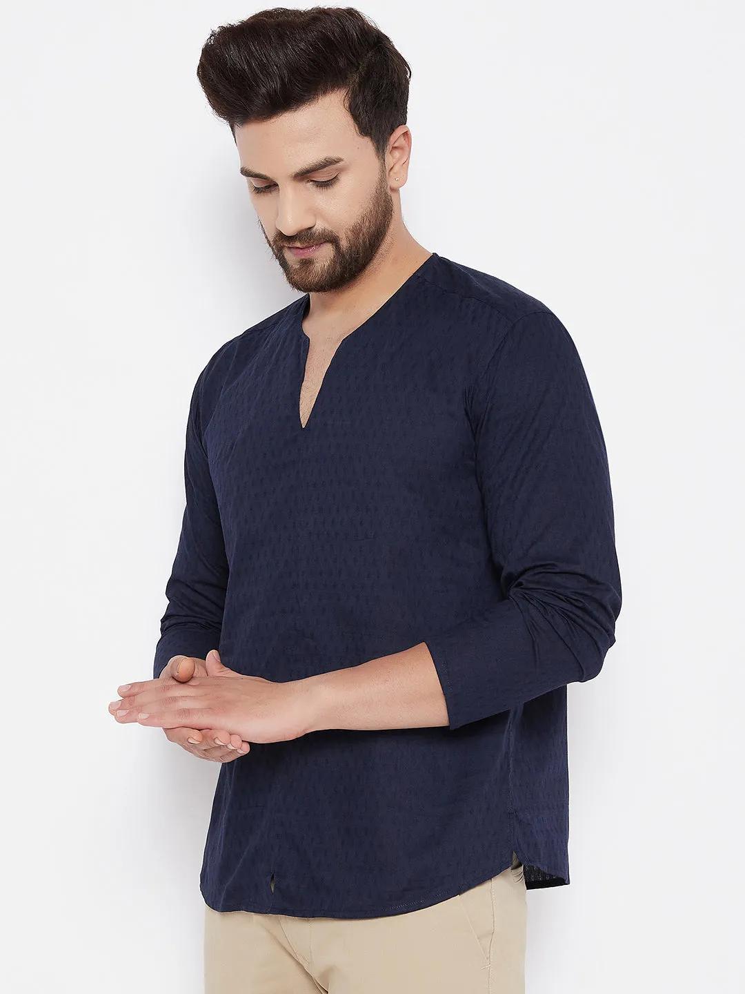 Men's Solid Pure Cotton Short Kurta - Even Apparels