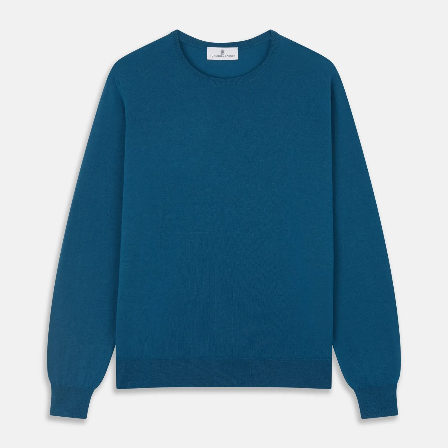 Ocean Blue Merino Kingston Crew Neck Jumper