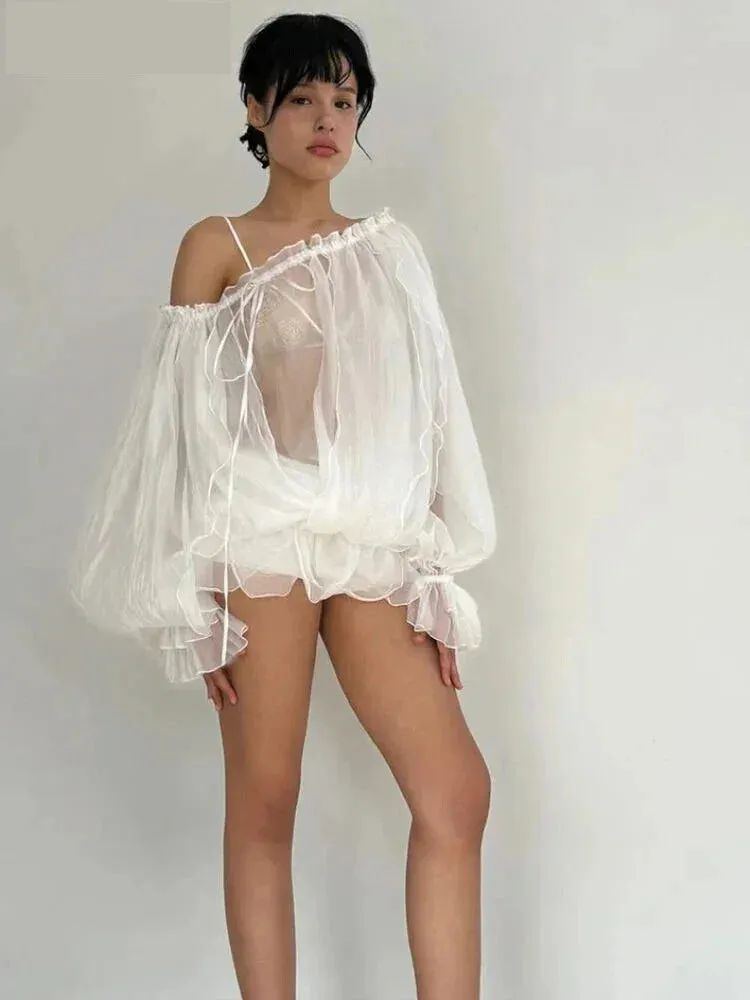 Off-Shoulder Sheer Club Top