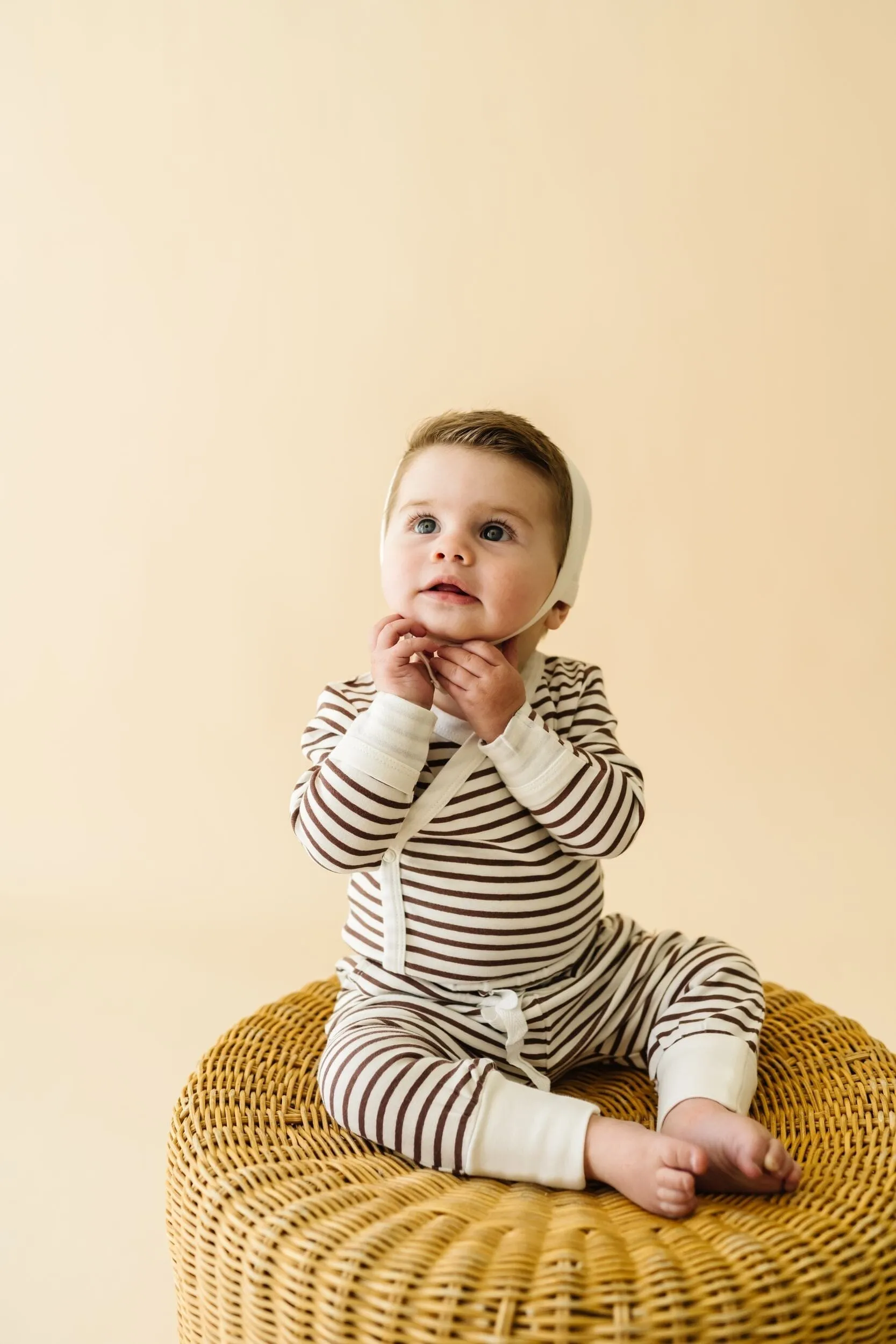 Organic Kimono Onesie & Pants Set | Plum Stripes