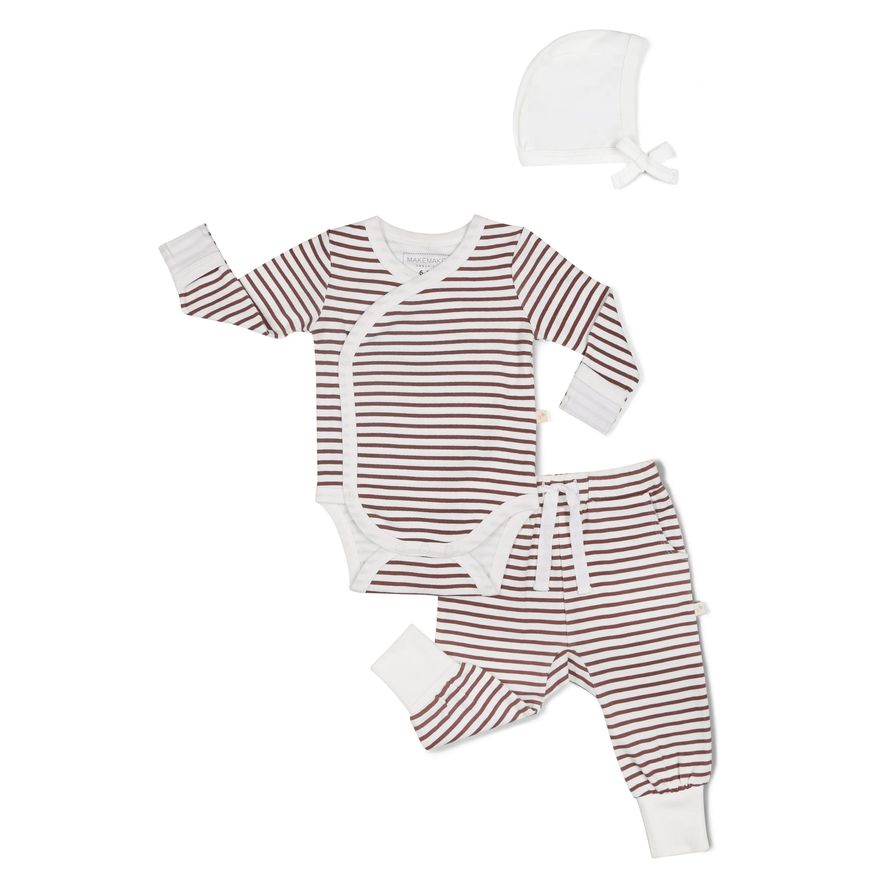 Organic Kimono Onesie & Pants Set | Plum Stripes