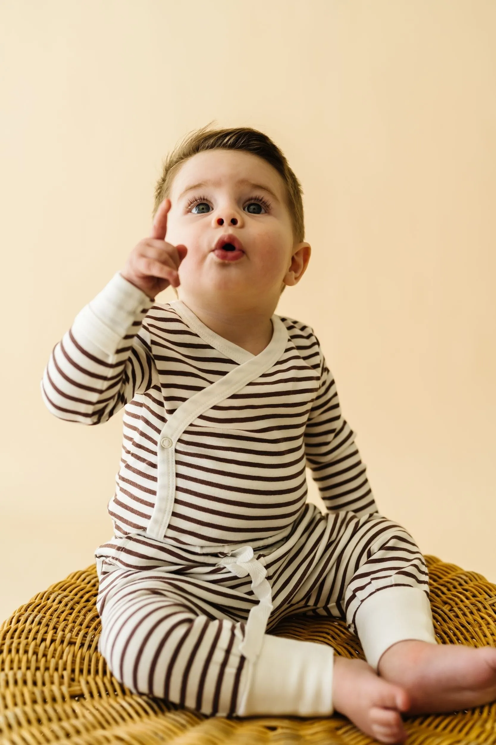 Organic Kimono Onesie & Pants Set | Plum Stripes