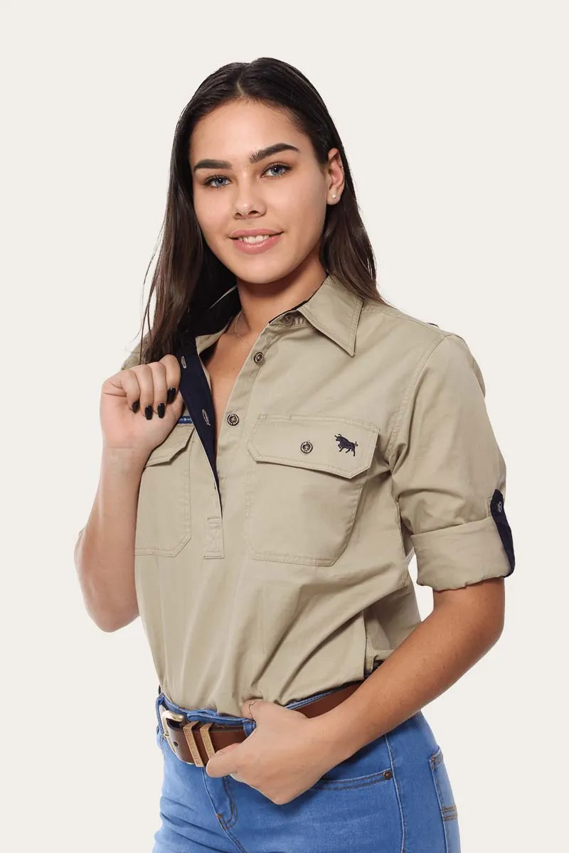 Pentecost River Womens Half Button Work Shirt - Camel