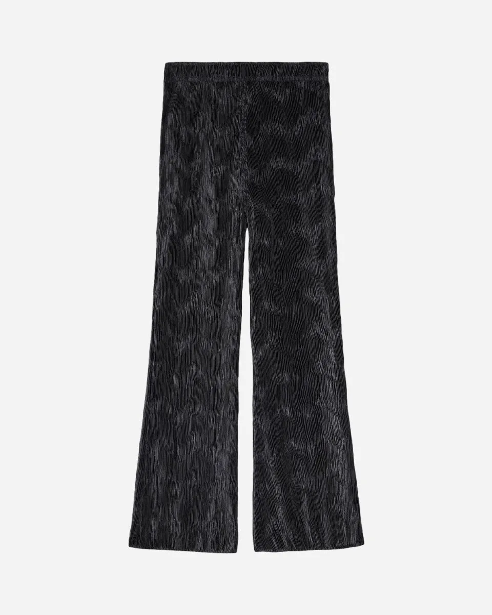 Pleated Satin Pants - Black