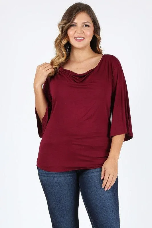 Plus size cowl neck basic top