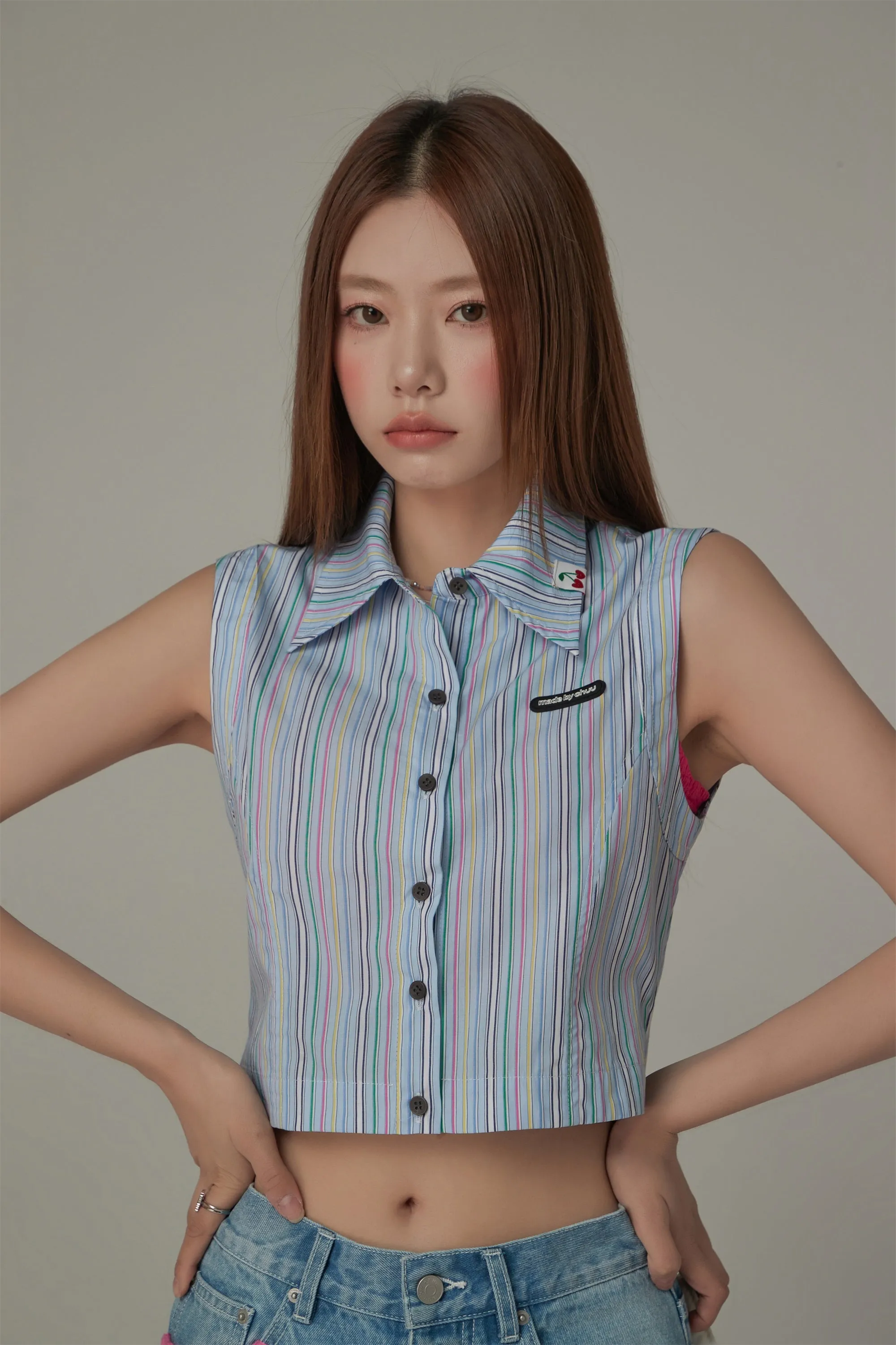 Rainbow Striped Sleeveless Shirt