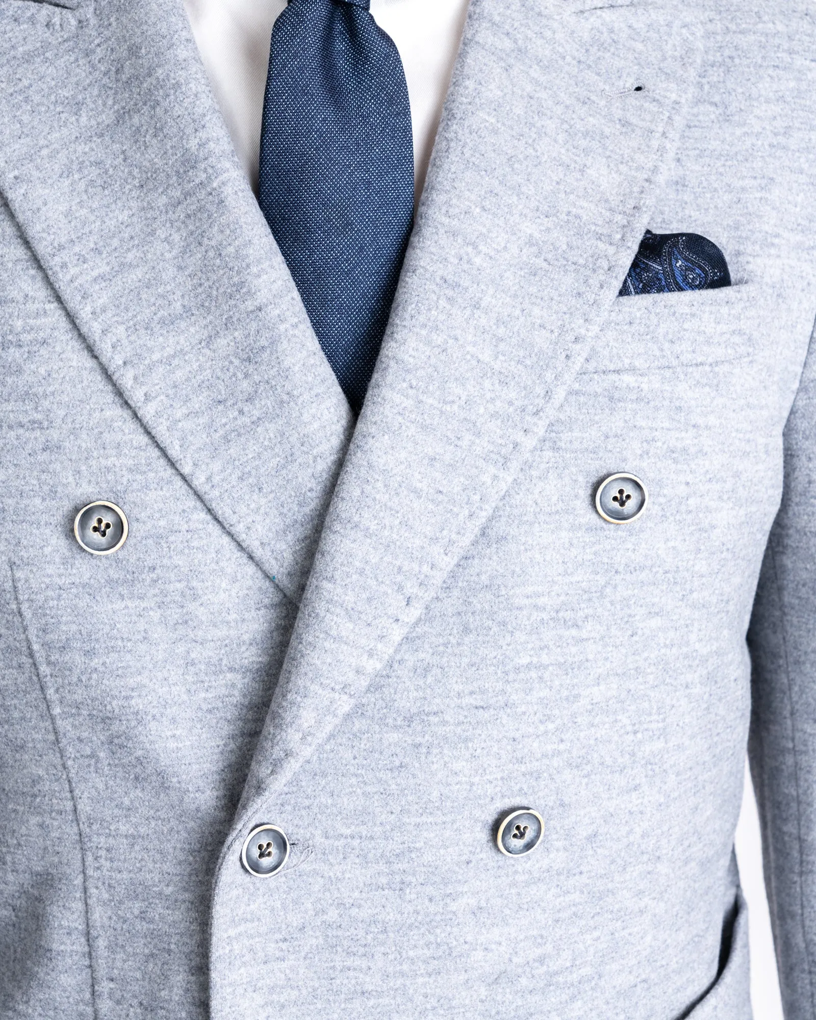 RC Grey Flannel Knit Stretch DB Blazer