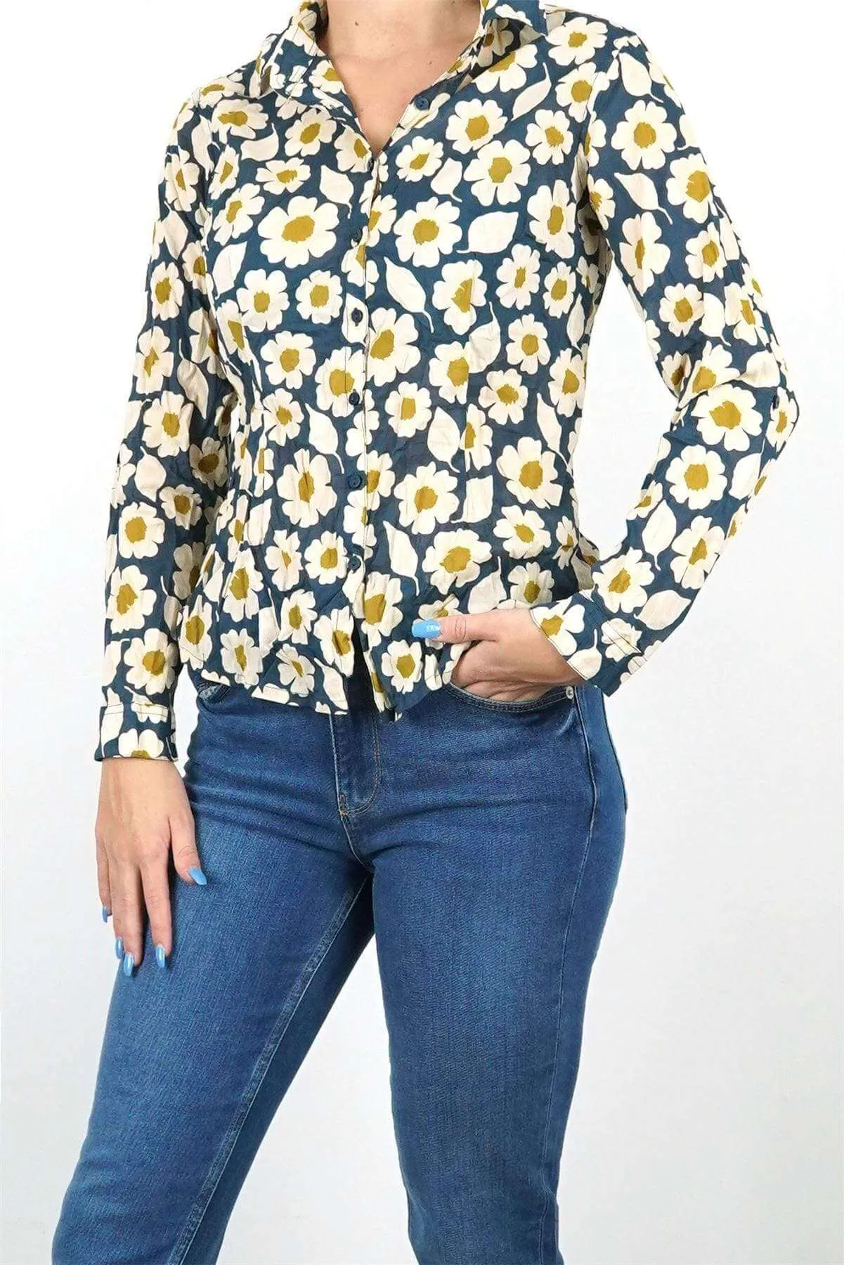 Seasalt Larissa Floral Print Long Sleeve Crinkle Shirts