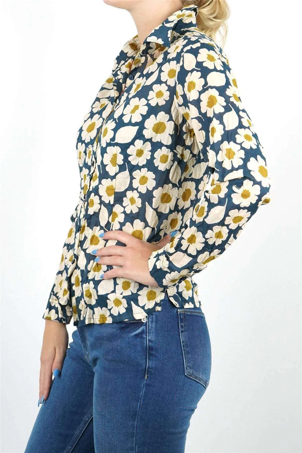 Seasalt Larissa Floral Print Long Sleeve Crinkle Shirts