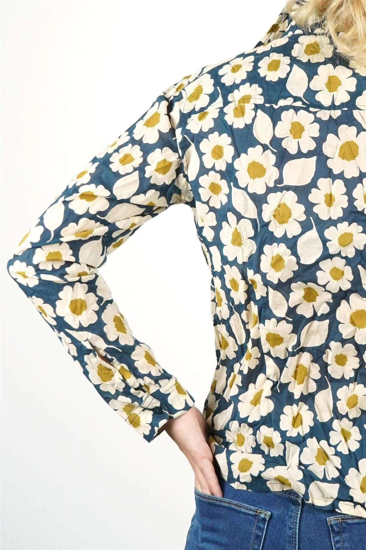 Seasalt Larissa Floral Print Long Sleeve Crinkle Shirts