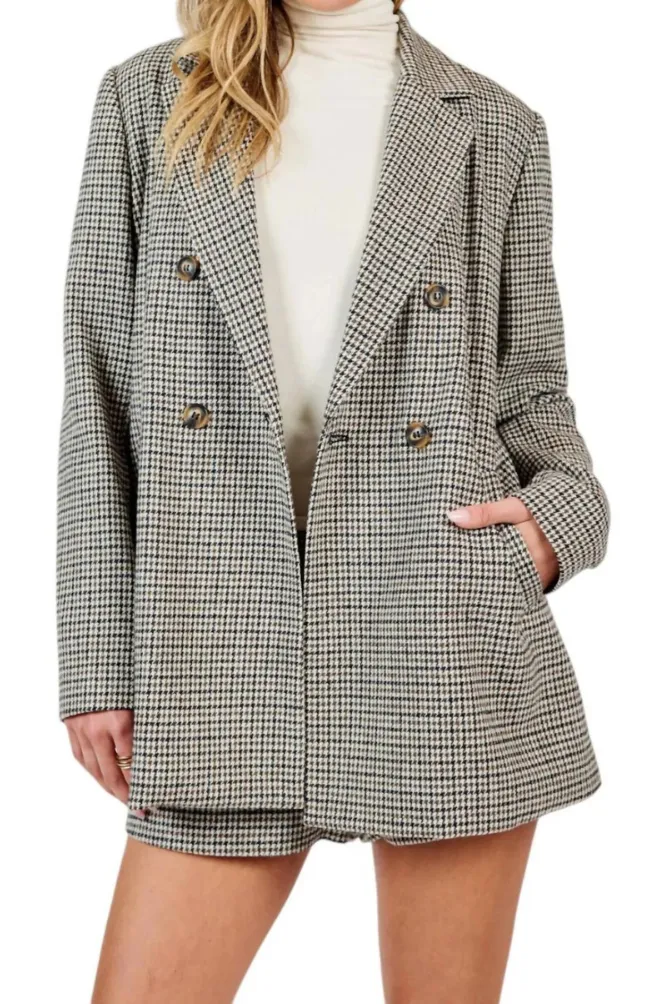 Selena Houndstooth Blazer