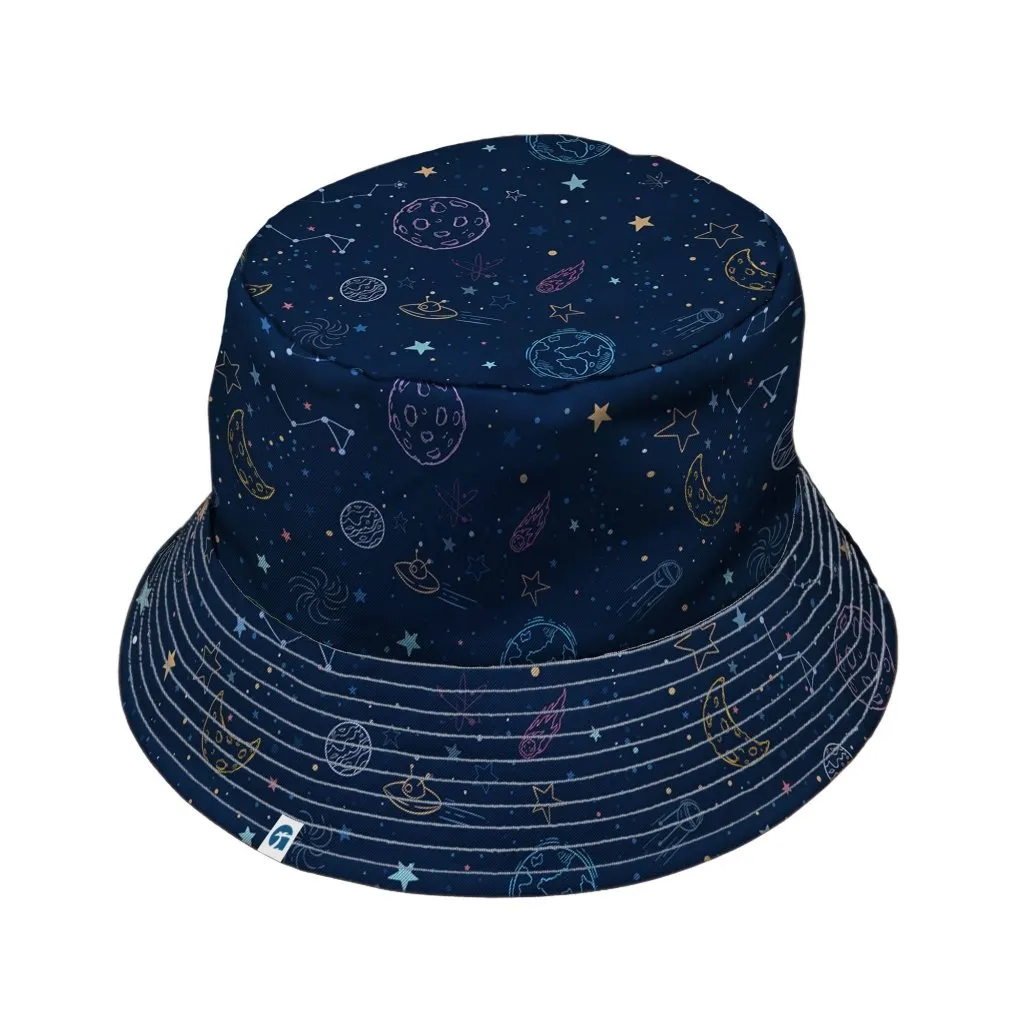 Space Doodles Blue Bucket Hat