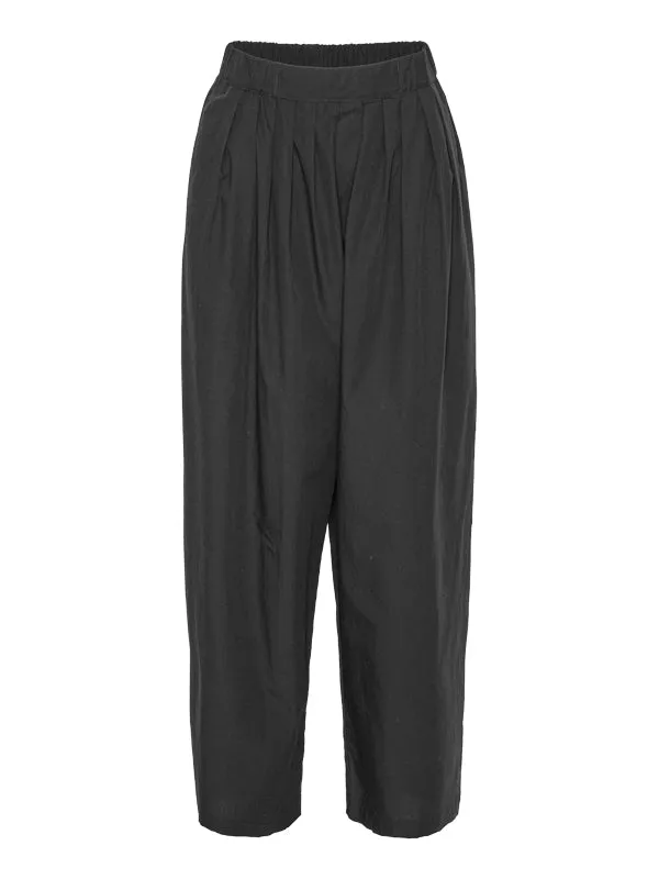 Straight Pleated Pants - Black