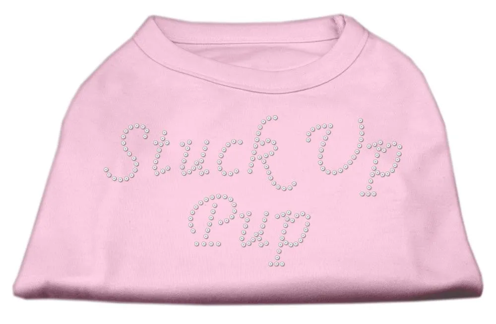 Stuck Up Pup Rhinestone Shirts Light Pink XXXL(20)